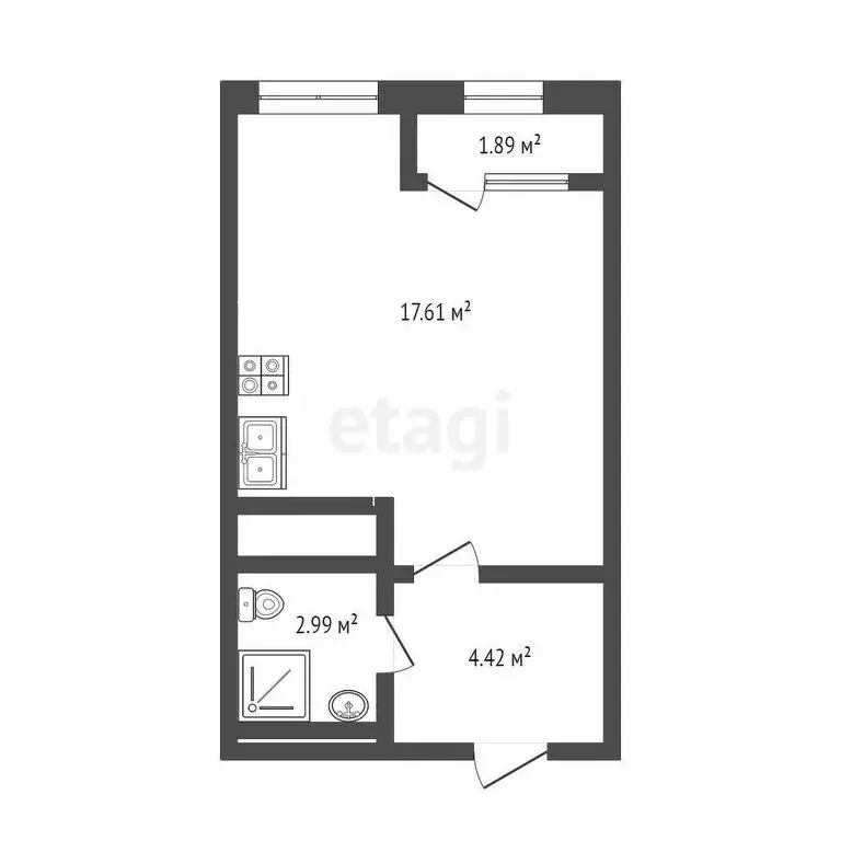 Квартира-студия: Тюмень, улица Павла Никольского, 2 (25.2 м) - Фото 0