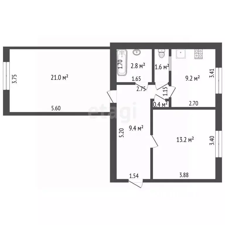 2-к кв. Самарская область, Самара ул. Нефтяников, 22 (58.0 м) - Фото 2