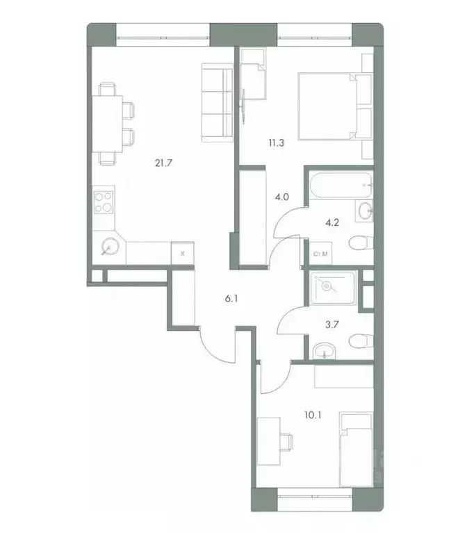 2-к кв. Ханты-Мансийский АО, Ханты-Мансийск Красноармейская ул., 45 ... - Фото 0