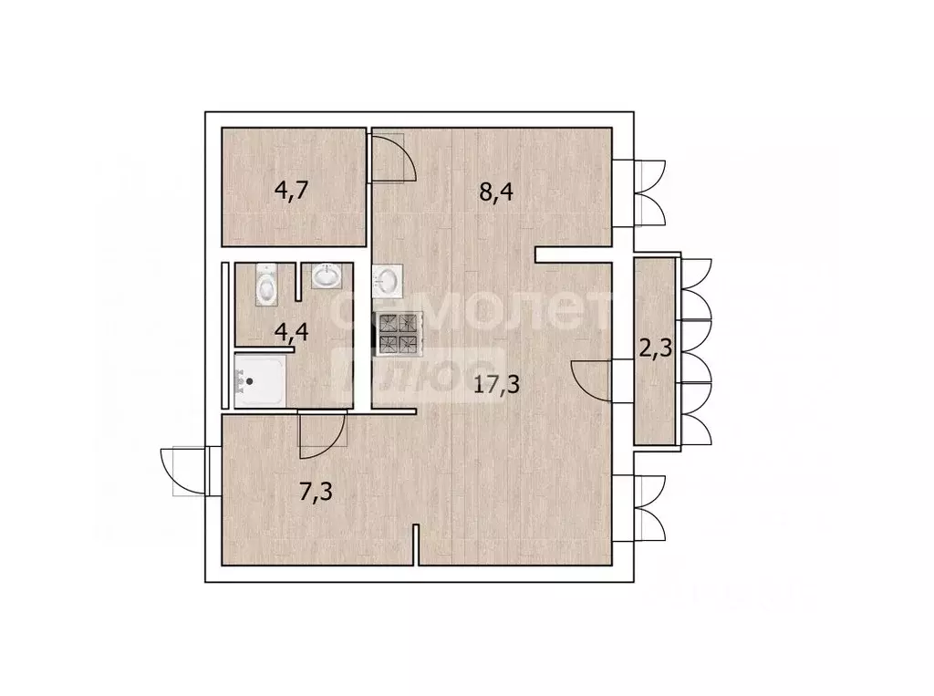 1-к кв. Тюменская область, Тюмень ул. Газовиков, 44 (41.5 м) - Фото 2