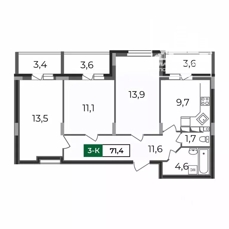 3-к кв. Владимирская область, Владимир бул. Сталинградский, 7 (71.4 м) - Фото 0