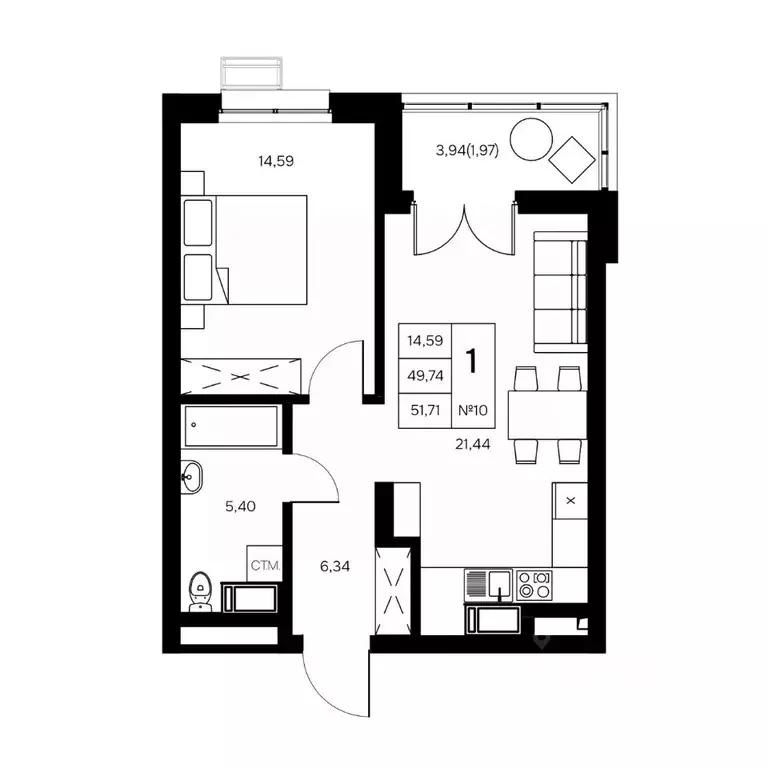 1-к кв. Калужская область, Обнинск Заовражье жилрайон, Новый город ... - Фото 1