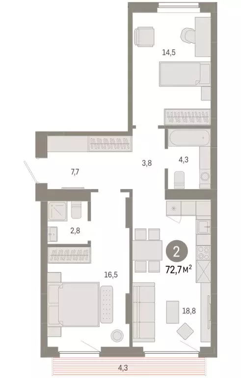 2-комнатная квартира: Новосибирск, квартал Лебедевский, 1/3 (72.7 м) - Фото 1