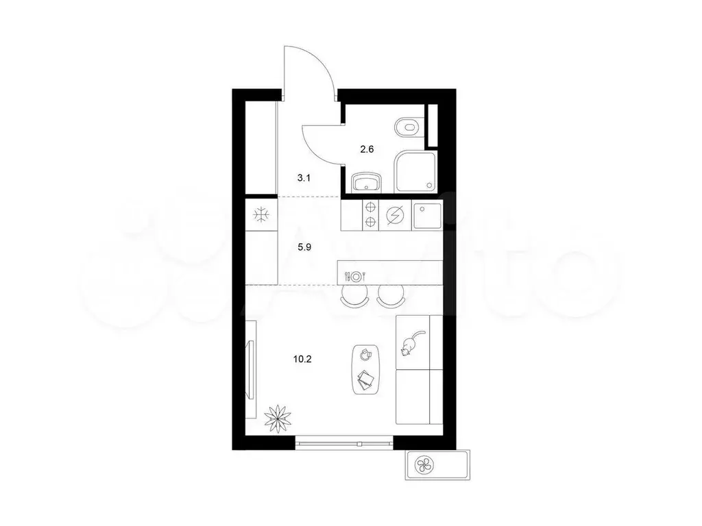 Квартира-студия, 21,8 м, 24/25 эт. - Фото 0