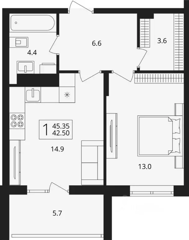 1-к кв. Брянская область, Брянский район, Снежское с/пос, пос. Путевка ... - Фото 1