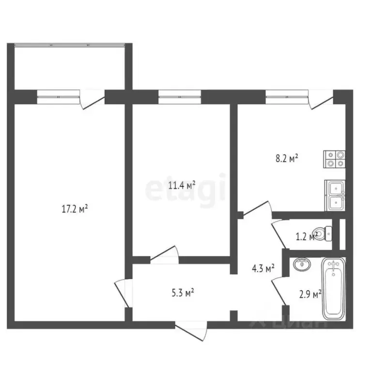 2-к кв. Ростовская область, Таганрог ул. Чучева, 46-1 (51.0 м) - Фото 1