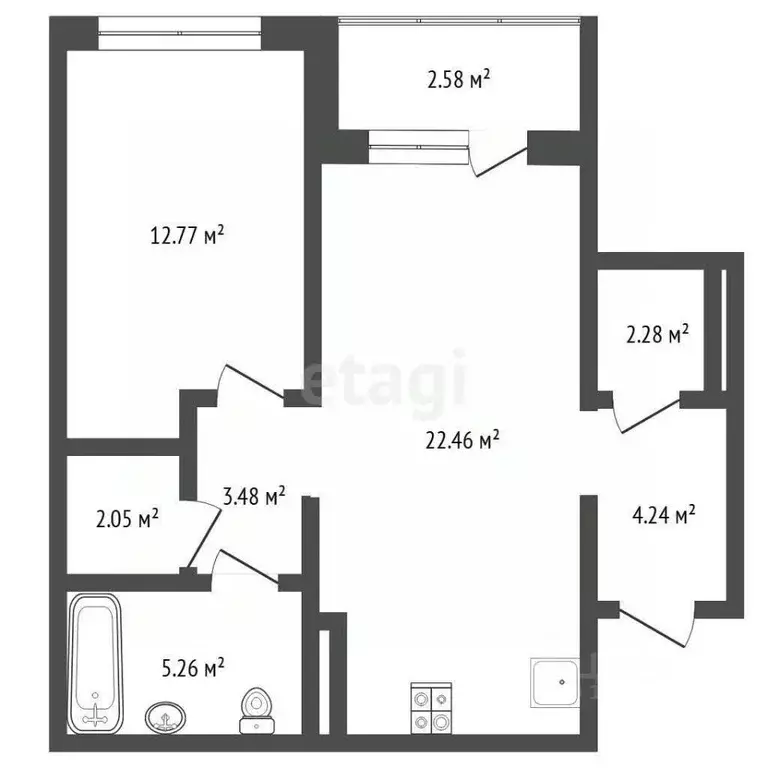 1-к кв. Тюменская область, Тюмень Причальная ул., 11 (59.6 м) - Фото 1