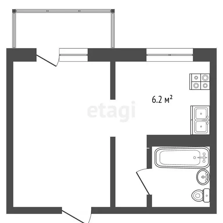 1-комнатная квартира: Новокузнецк, улица Рокоссовского, 16Б (22 м) - Фото 1