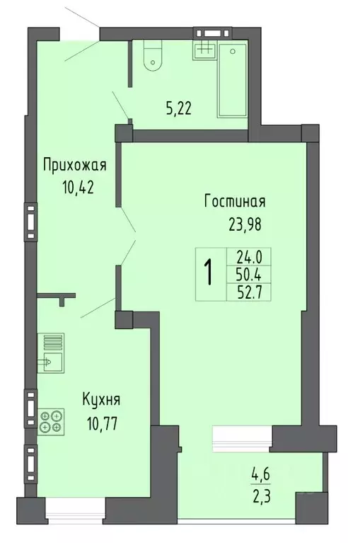 1-к кв. Воронежская область, Воронеж ул. Летчика Филипова, 4 (52.7 м) - Фото 2
