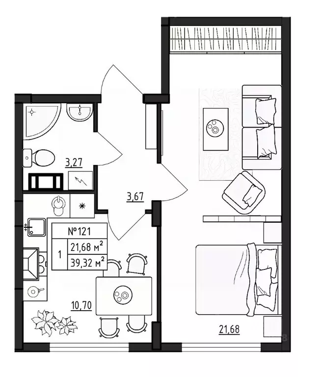 1-к кв. Ленинградская область, Гатчинский муниципальный округ, д. ... - Фото 1