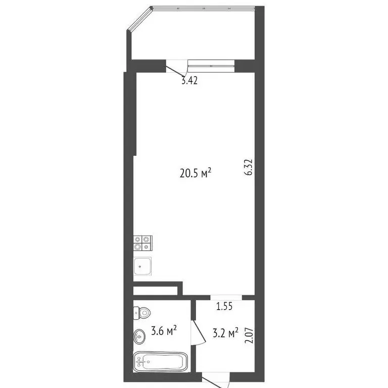 Квартира-студия: Калуга, улица Маяковского, 62 (27.3 м) - Фото 1