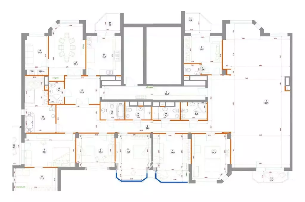6-к кв. Москва Ломоносовский просп., 25к3 (375.2 м) - Фото 2