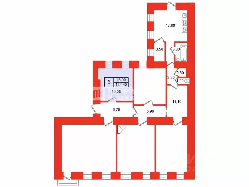 Комната Санкт-Петербург наб. Реки Фонтанки, 127 (16.0 м) - Фото 2