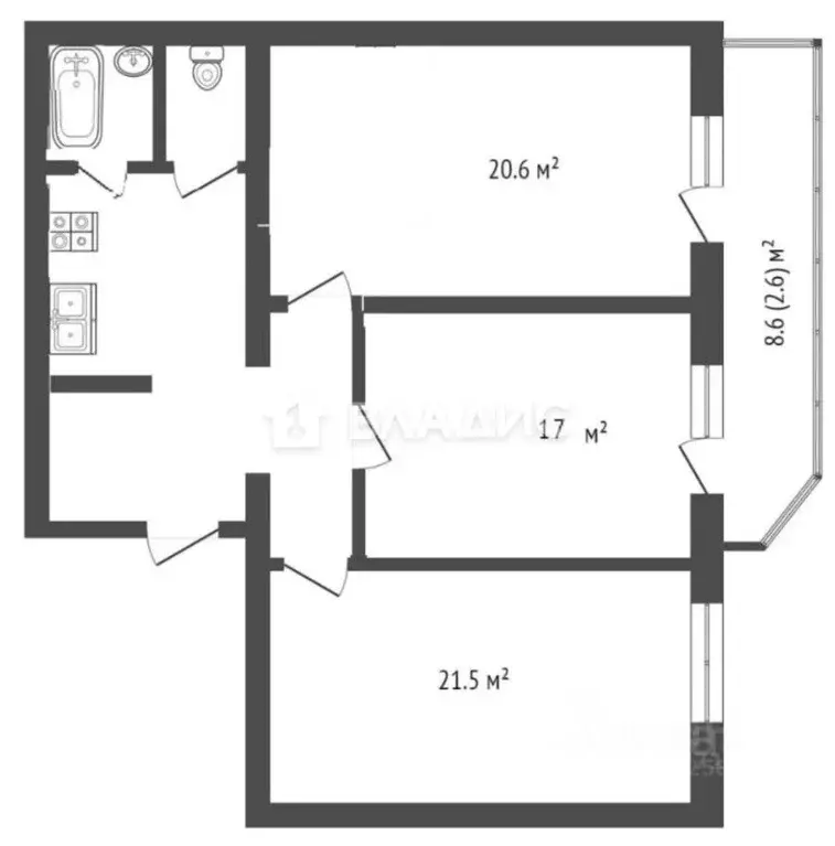 3-к кв. Вологодская область, Вологда Ягодная ул., 10 (77.8 м) - Фото 1