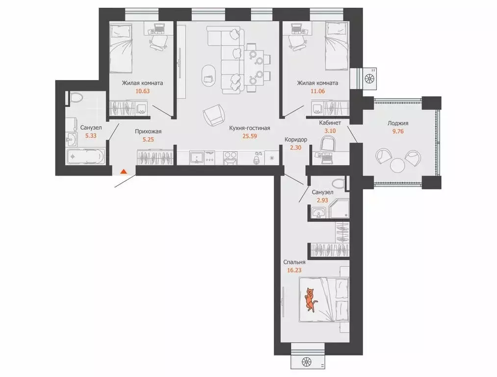 3-комнатная квартира: Волгоград, ЖК Центропарк (87 м) - Фото 1