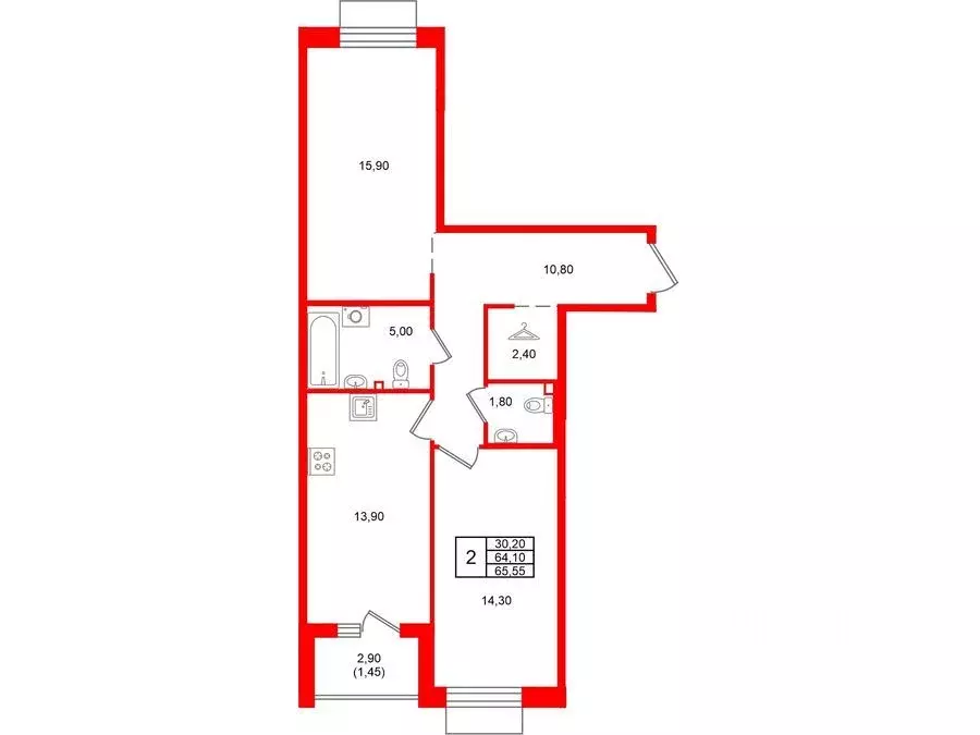 2-к кв. Санкт-Петербург, Санкт-Петербург, Сестрорецк Авиационная ул., ... - Фото 1