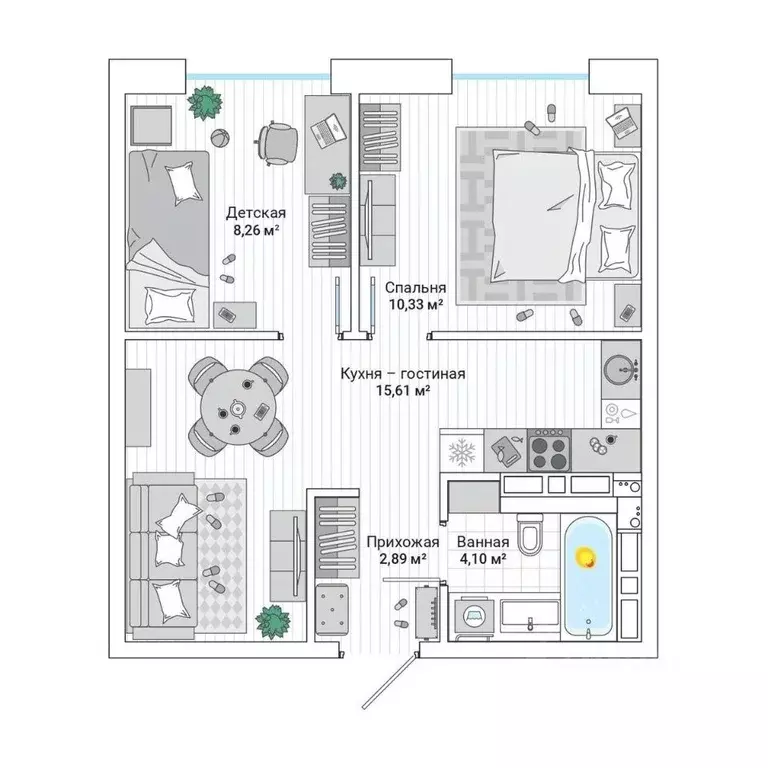 2-к кв. Приморский край, Владивосток ул. Нейбута (42.5 м) - Фото 1