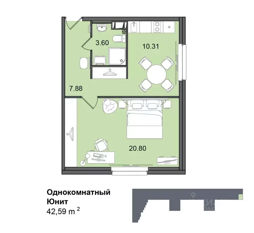 1-к кв. Санкт-Петербург Витебский просп., 99к1 (42.6 м) - Фото 0