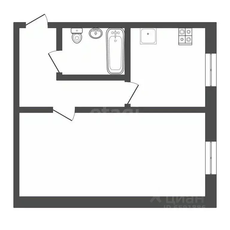 1-к кв. Тульская область, Богородицк Дачная ул., 2/56 (31.2 м) - Фото 2