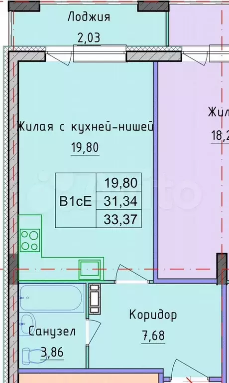 Квартира-студия, 33 м, 6/10 эт. - Фото 0