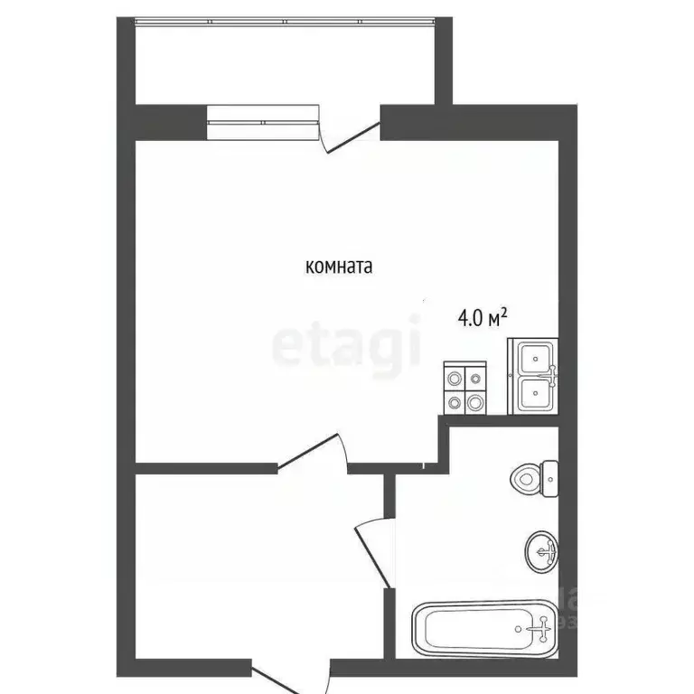 Студия Тюменская область, Тюмень ул. Верхнетарманская, 5 (26.3 м) - Фото 2