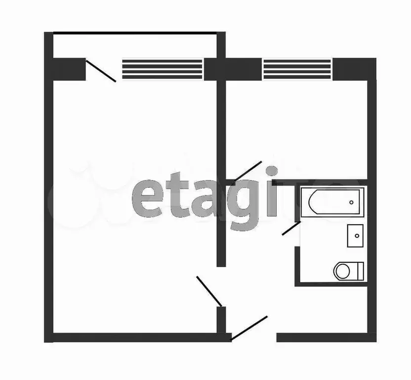 1-к. квартира, 21,9 м, 4/5 эт. - Фото 0