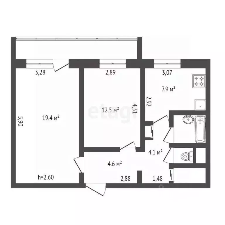 2-к кв. Амурская область, Благовещенск Пролетарская ул., 134/4 (53.6 ... - Фото 2