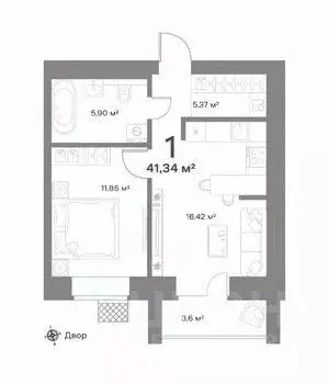 1-к кв. Нижегородская область, Выкса  (41.34 м) - Фото 0