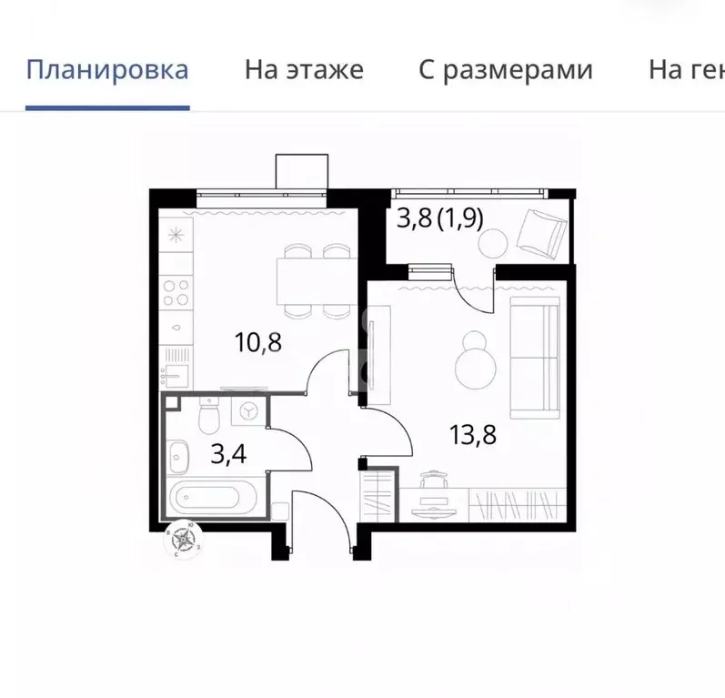 1-к кв. Московская область, Люберцы ул. Рождественская, 8 (34.5 м) - Фото 1