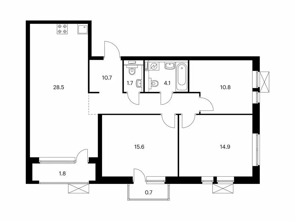 3-комнатная квартира: Тюмень, Полевая улица, 117к7 (88.8 м) - Фото 1