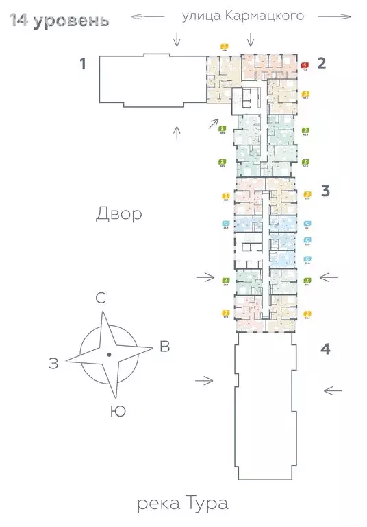 2-комнатная квартира: Тюмень, улица Евгения Войнова, 3 (39.5 м) - Фото 1