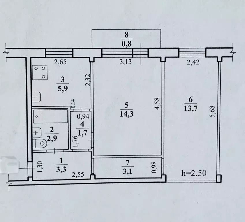 2-к кв. Забайкальский край, Чита Украинский бул., 8 (44.9 м) - Фото 1