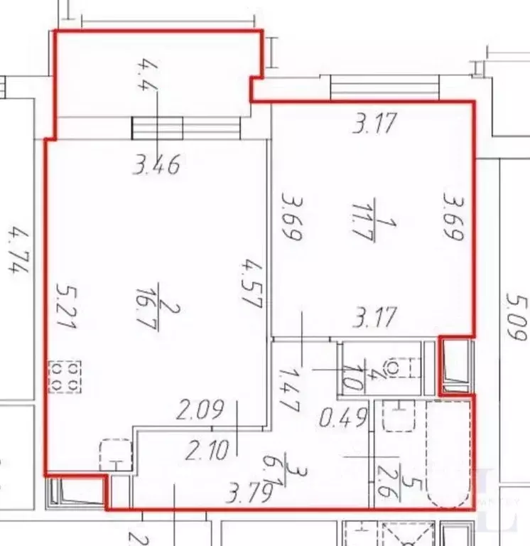 1-к кв. Санкт-Петербург ул. Верхне-Каменская, 9к1 (38.1 м) - Фото 2
