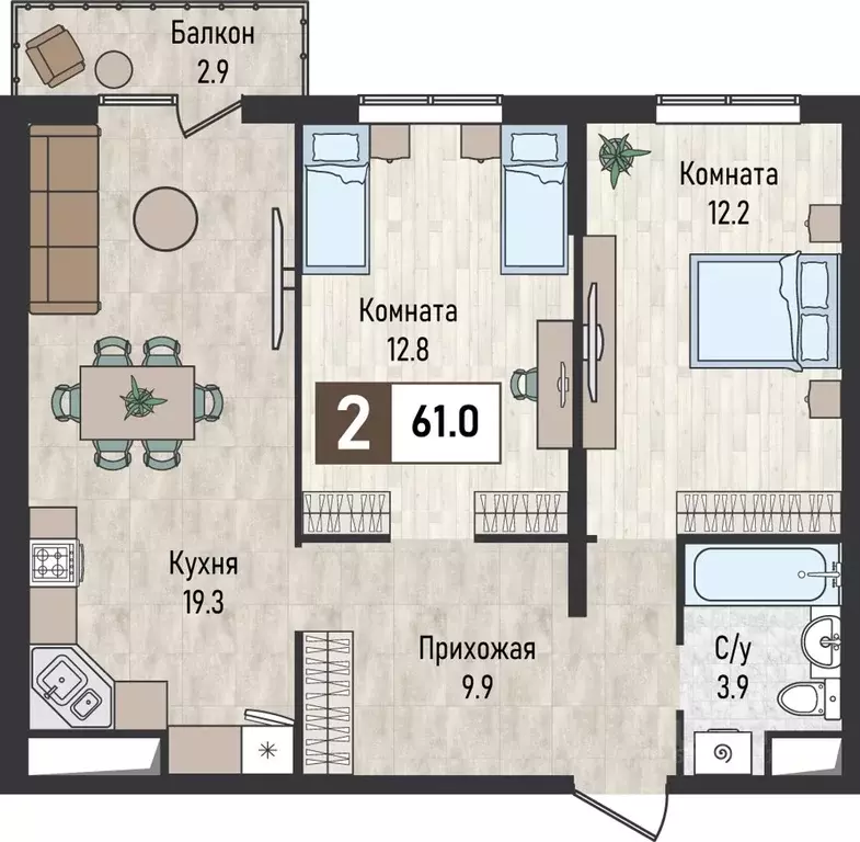 2-к кв. Ставропольский край, Железноводск городской округ, пос. ... - Фото 1