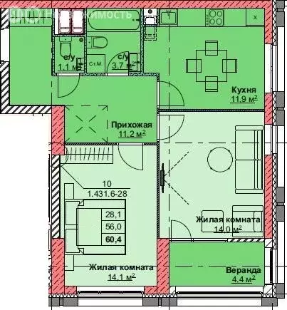 2-комнатная квартира: Владивосток, жилой комплекс Каштановый двор ... - Фото 1