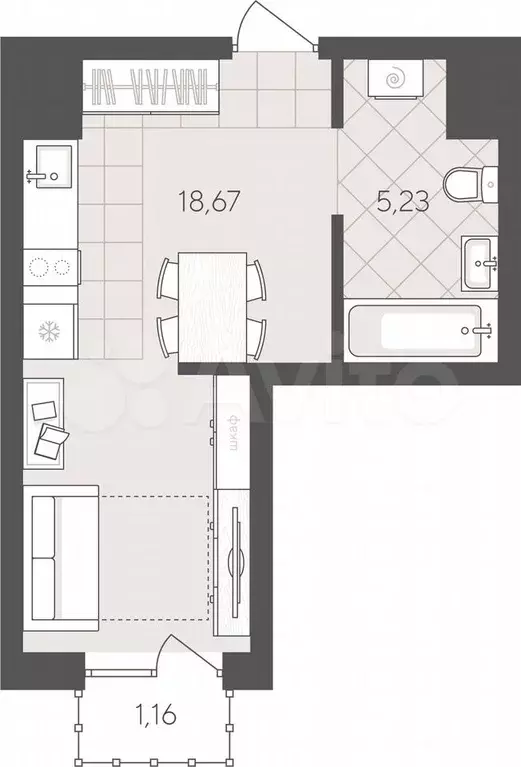 Квартира-студия, 25,1 м, 15/24 эт. - Фото 0