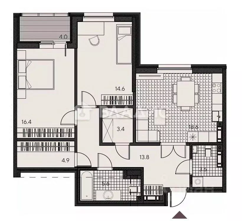 2-к кв. Пензенская область, Пенза ул. Урицкого, 48 (84.0 м) - Фото 1