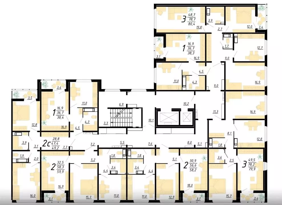 3-к кв. Воронежская область, Воронеж ул. Пескова, 8 (80.4 м) - Фото 2