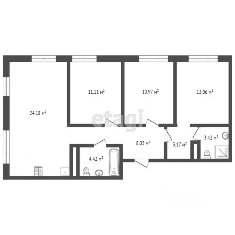 3-к кв. Тюменская область, Тобольск 6-й мкр, 110к1 (77.0 м) - Фото 2
