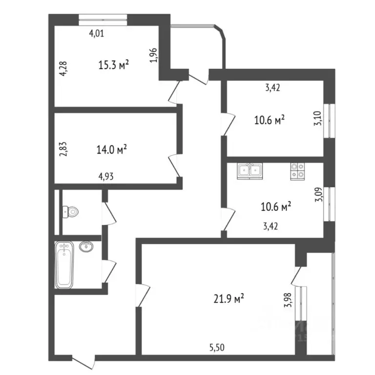 4-к кв. Тюменская область, Тюмень ул. Пермякова, 48/2 (104.5 м) - Фото 2