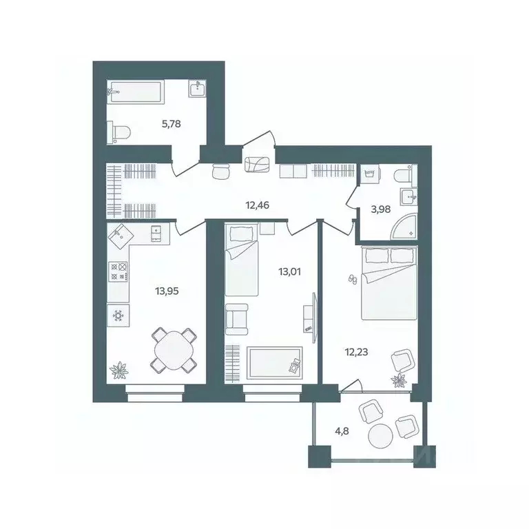 2-к кв. Ярославская область, Ярославль пос. Павловский, Волга-Лайф ... - Фото 1