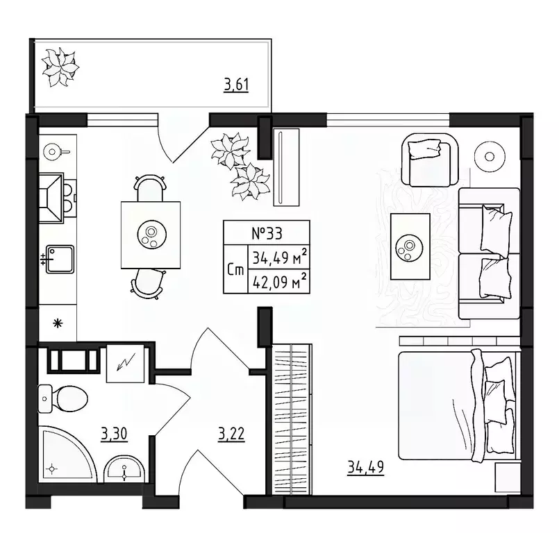 1-к кв. Ленинградская область, Гатчинский муниципальный округ, д. ... - Фото 1