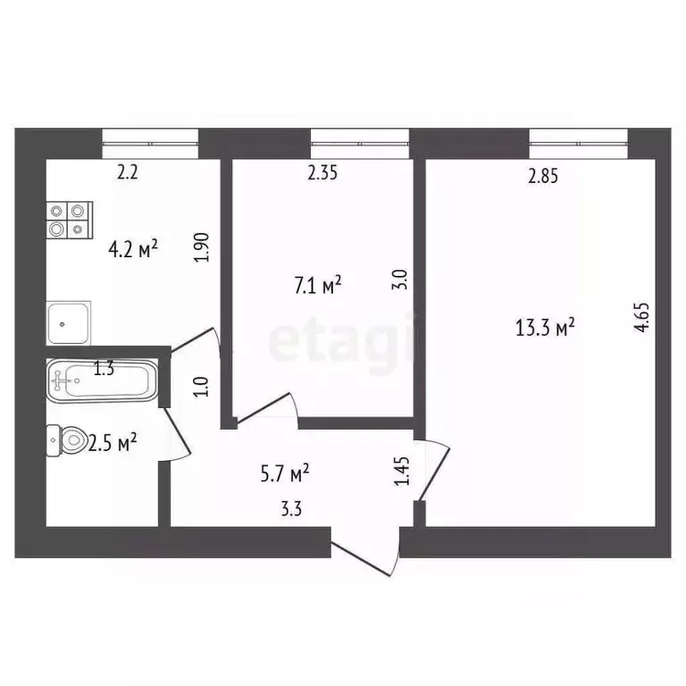 2-к кв. Мордовия, Саранск просп. Ленина, 30 (32.8 м) - Фото 1