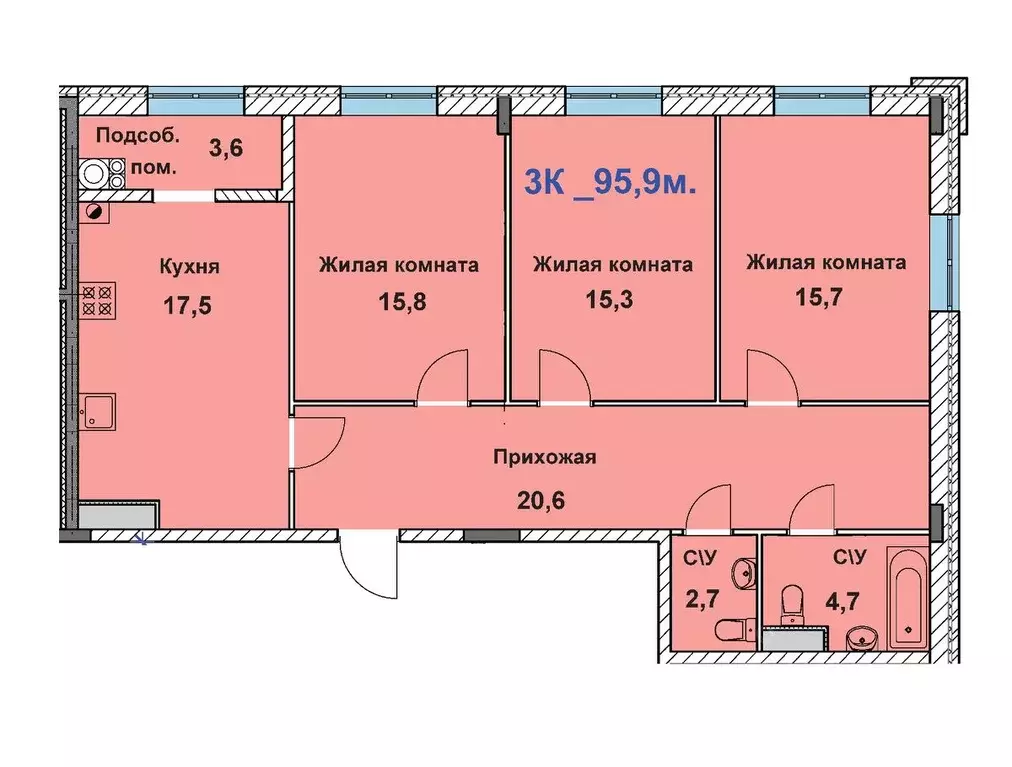 3-к кв. Ставропольский край, Ставрополь ул. Ленина, 201 (95.9 м) - Фото 1