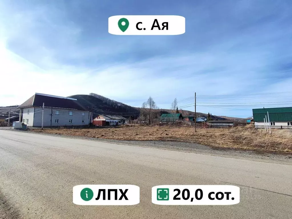 Участок в Алтайский край, Алтайский район, Айский сельсовет, с. Ая ул. ... - Фото 1