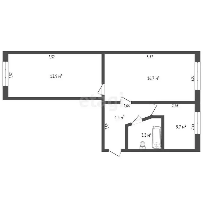 2-комнатная квартира: Кемерово, Пролетарская улица, 11А (44.1 м) - Фото 0