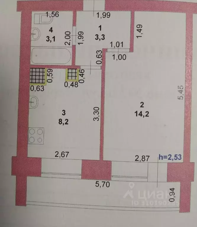 1-к кв. Марий Эл, Йошкар-Ола ул. Чернякова, 7 (34.0 м) - Фото 0