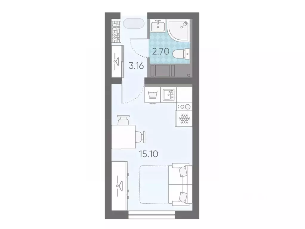 Студия Санкт-Петербург ул. Пахомовская, 12к2 (20.7 м) - Фото 0