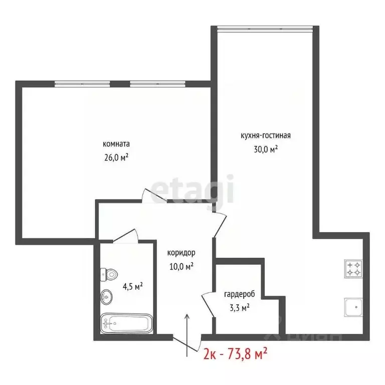 2-к кв. Свердловская область, Екатеринбург ул. Таватуйская, 25к4 (67.0 ... - Фото 2
