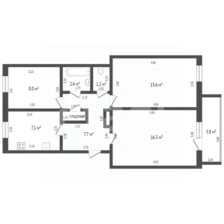 3-к кв. Тамбовская область, Тамбов ул. Чичканова, 89 (66.1 м) - Фото 1